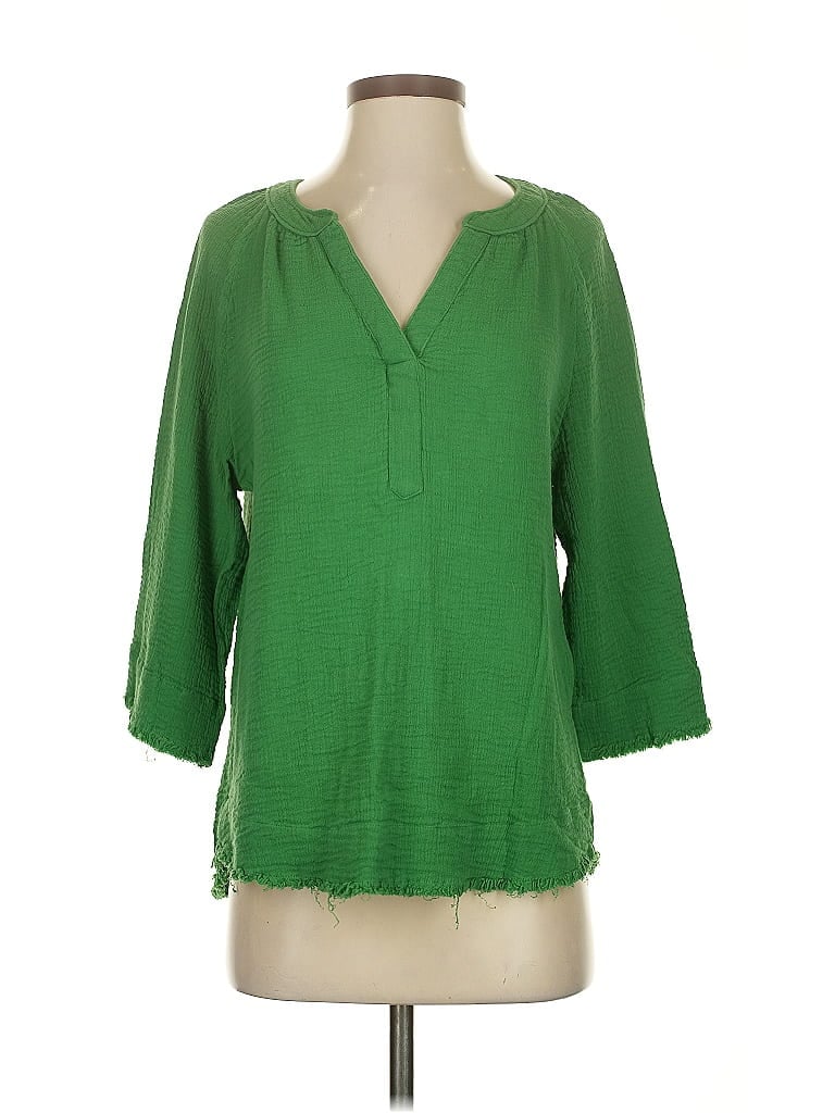 Pre-owned Chico's 3/4 Sleeve Blouse In Green