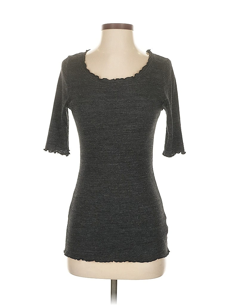 Pre-owned T.la Short Sleeve Top Gray Sweetheart Neckline Tops