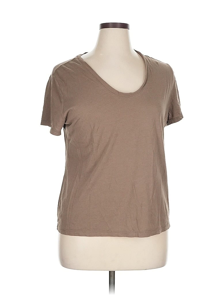 Pre-owned A New Day Short Sleeve Top Brown Scoop Neck Tops