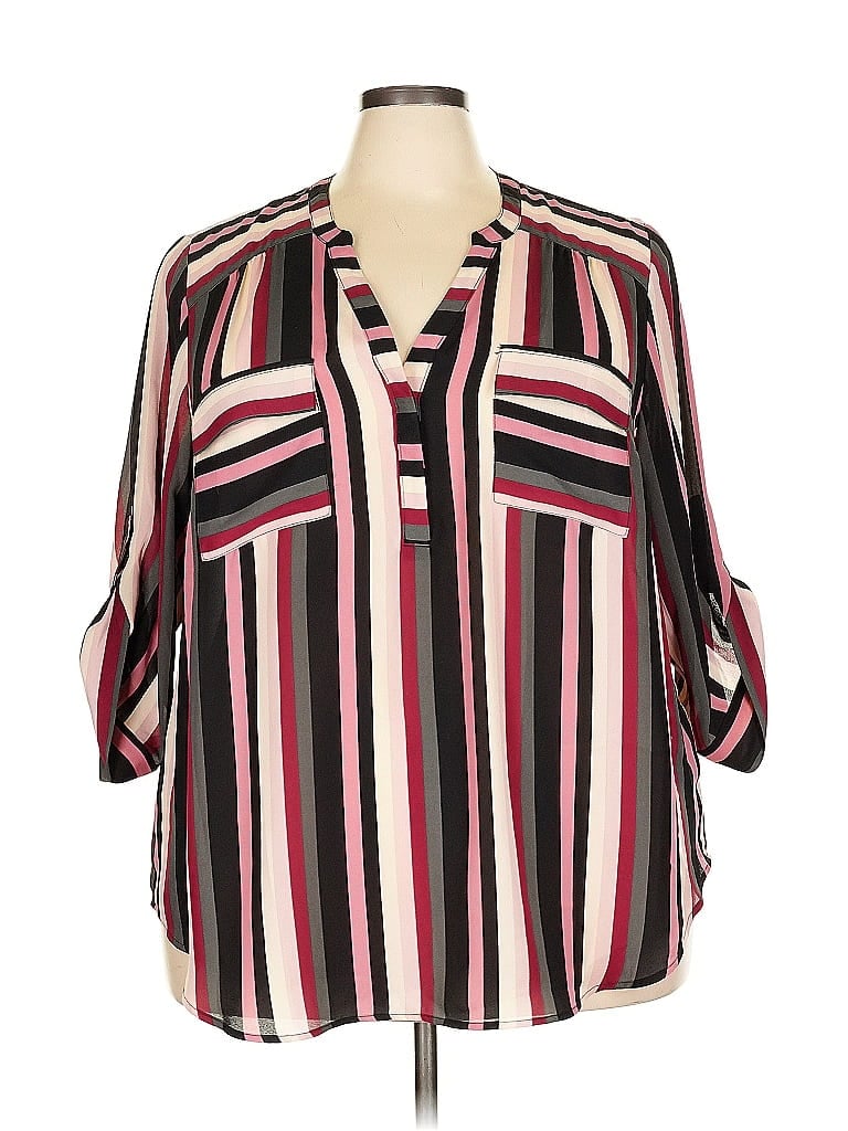 Pre-owned Torrid 3/4 Sleeve Blouse In Burgundy