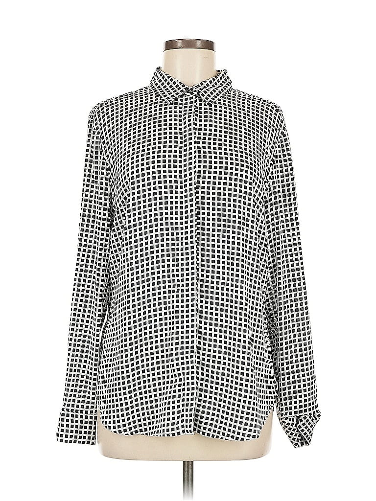 Pre-owned Ann Taylor Long Sleeve Blouse In Silver