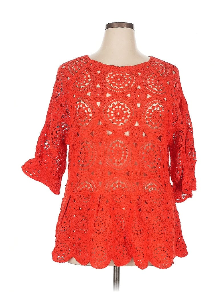 Click to view more detailed imagery on our partner's website Pre-owned Solitaire 3/4 Sleeve Blouse In Orange