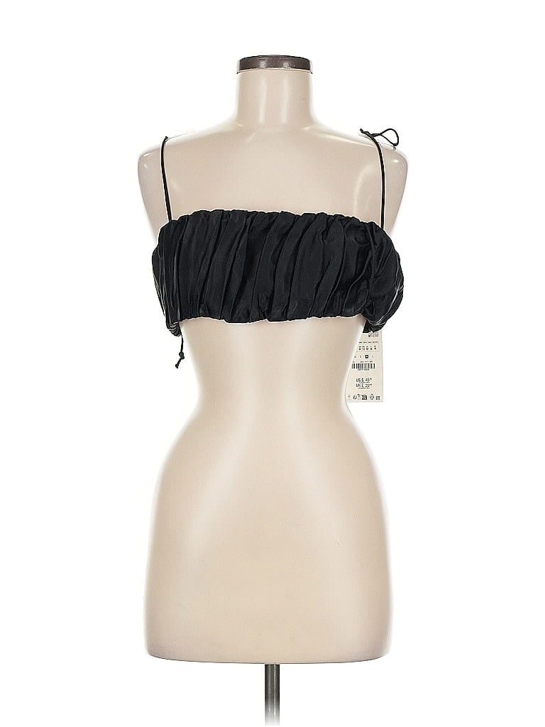 Zara Sleeveless Top Black Strapless Neckline Tops In Black
