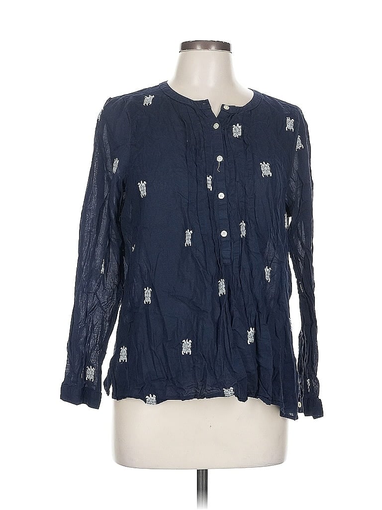 Pre-owned Ann Taylor Loft Long Sleeve Blouse In Blue