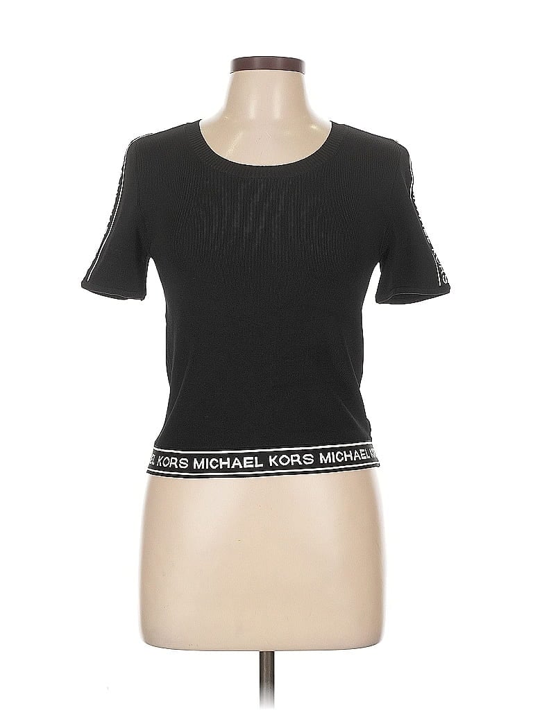 Click to view more detailed imagery on our partner's website Pre-owned Michael Michael Kors Short Sleeve Top Black Crew Neck Tops