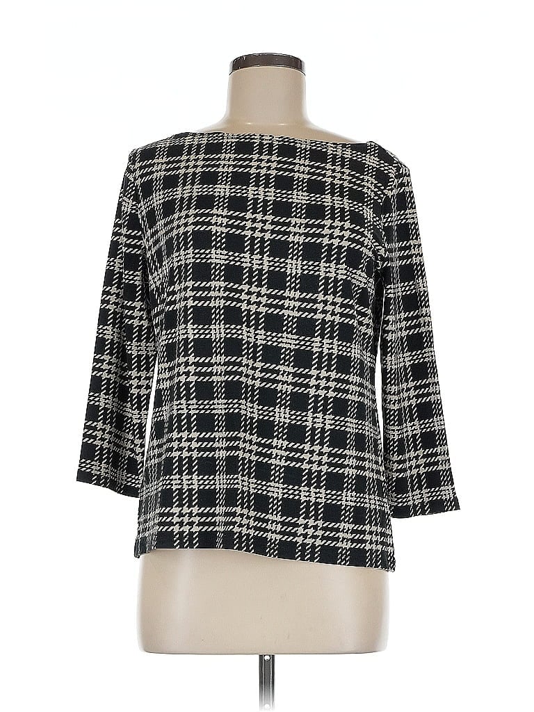 Pre-owned Ann Taylor Factory 3/4 Sleeve Top Black Square Neckline Tops