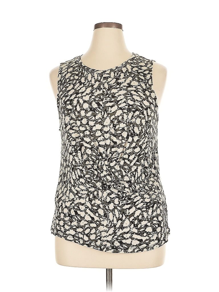 Pre-owned Simply Vera Vera Wang Tank Top Ivory Graphic Pattern Tops In White