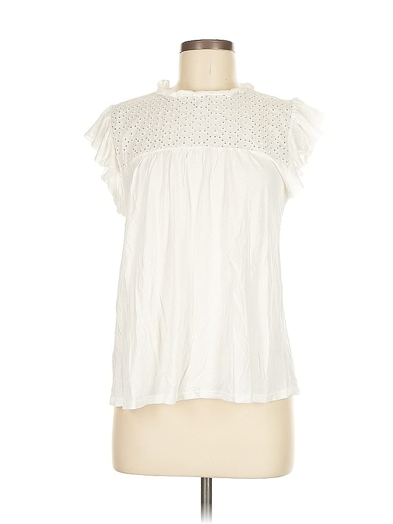 Pre-owned Ann Taylor Loft Outlet Short Sleeve Blouse In White