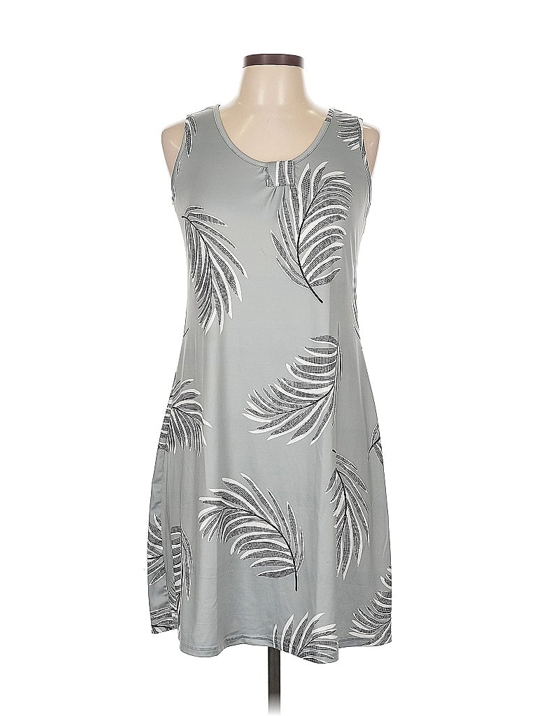 Pre-owned Floral Blooming Casual Dress In Gray