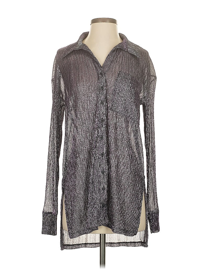 Pre-owned Pilcro Long Sleeve Blouse In Gray