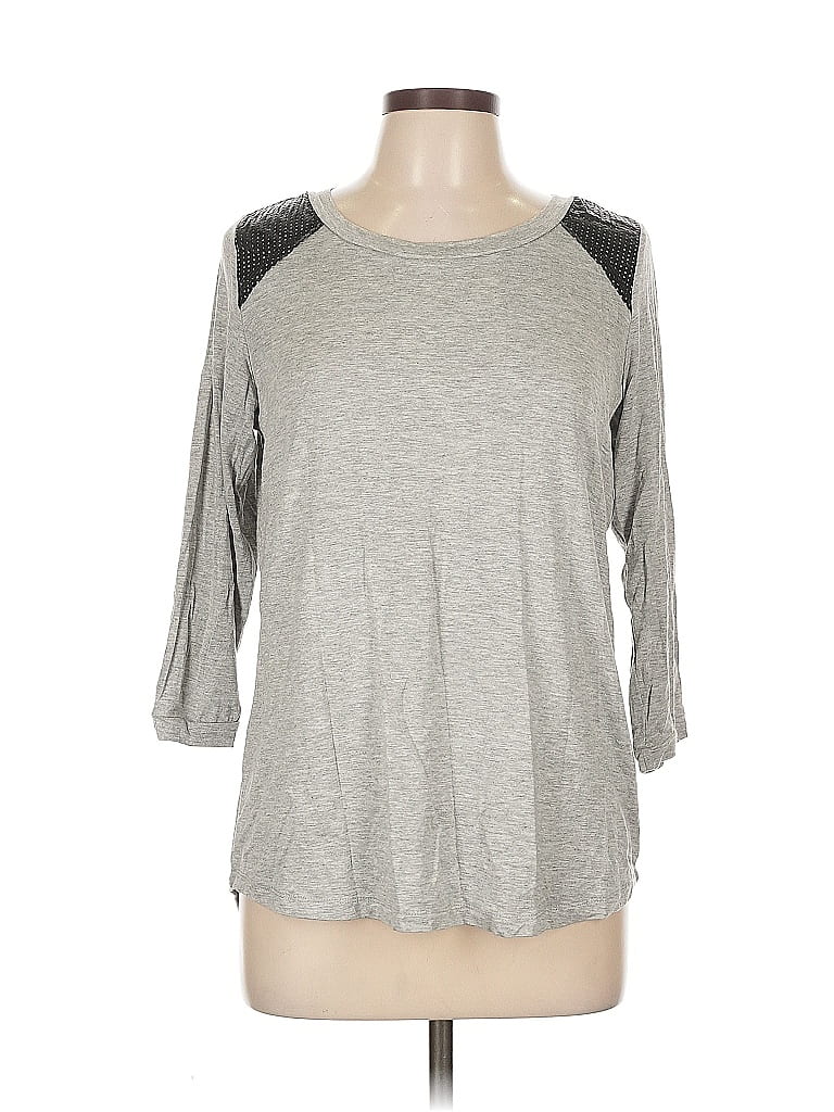 Pre-owned Haani 3/4 Sleeve Top Gray Cold Shoulder Neckline Tops