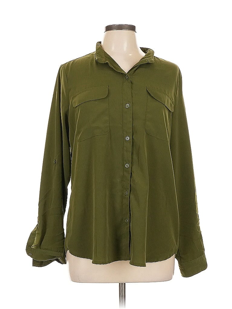 Pre-owned Old Navy Long Sleeve Blouse In Green