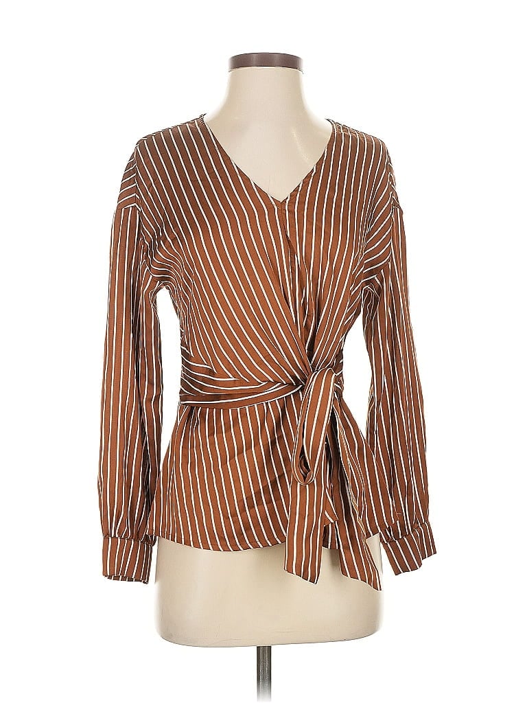 Pre-owned Greylin Long Sleeve Blouse In Brown