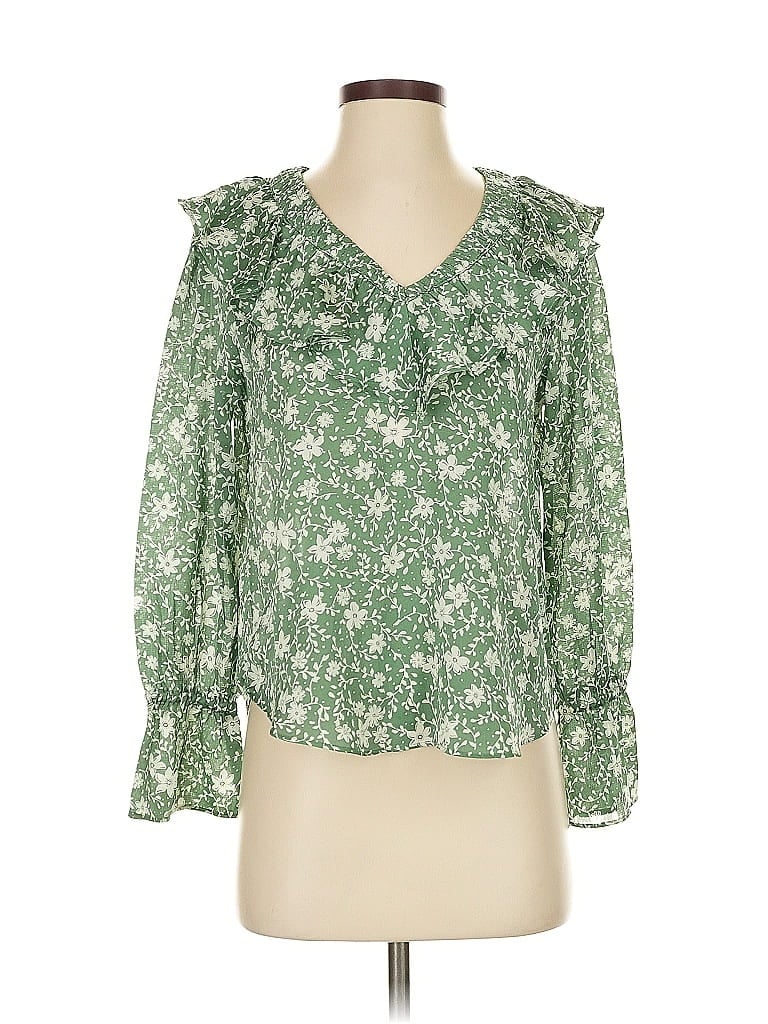 Pre-owned Ann Taylor Long Sleeve Blouse In Green
