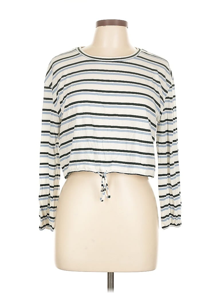 Pre-owned Derek Heart Long Sleeve Top Silver Boatneck Tops