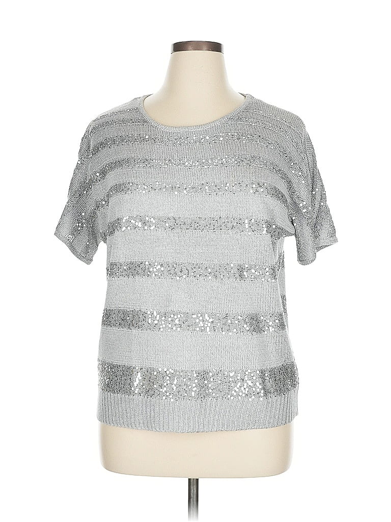Pre-owned Alfred Dunner Pullover Sweater In Silver
