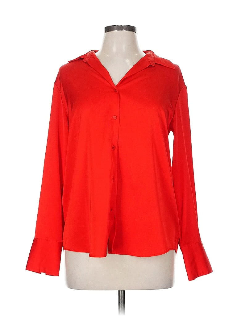 Pre-owned Maison D' Amelie Long Sleeve Blouse In Red