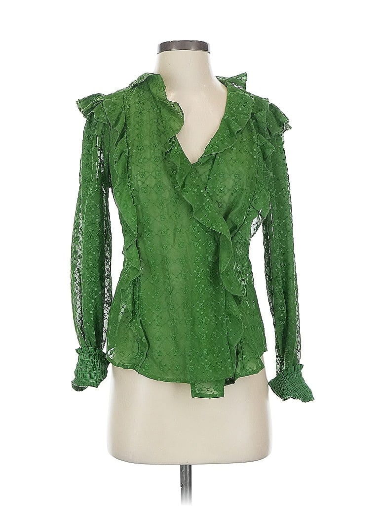 Pre-owned Maeve By Anthropologie Long Sleeve Blouse In Green