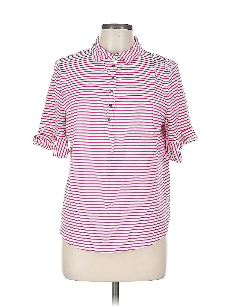 Pre-owned Chico's Short Sleeve Polo Shirt In Pink