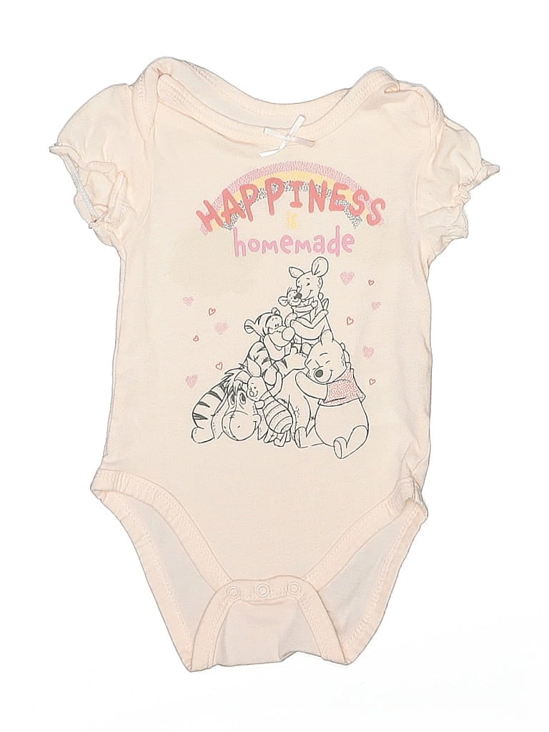 Pre-owned Disney Baby Babies' Short Sleeve Onesie In Pink