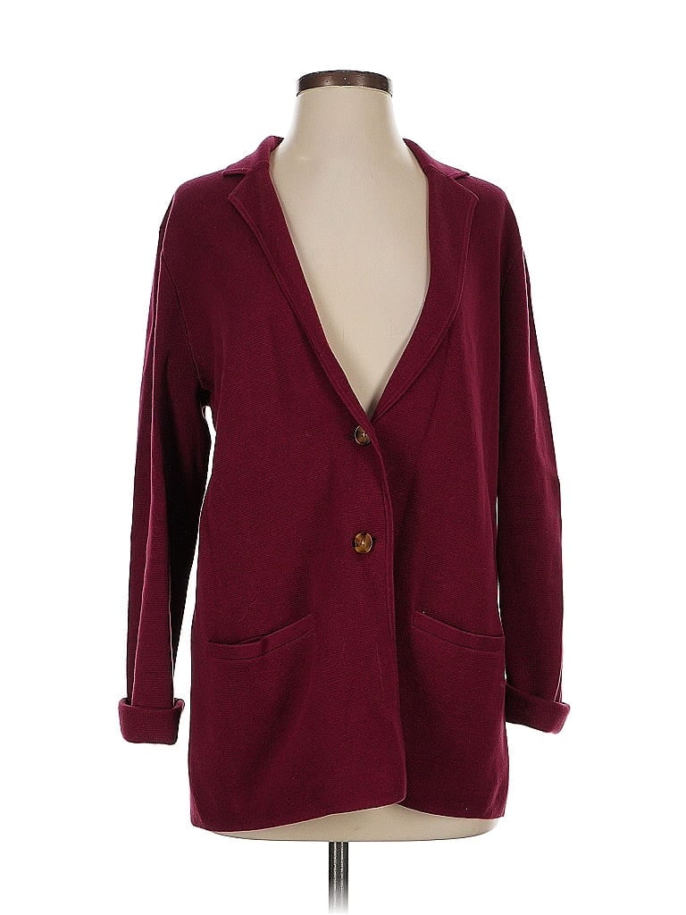 Pre-owned Lands' End Cardigan Sweater In Burgundy