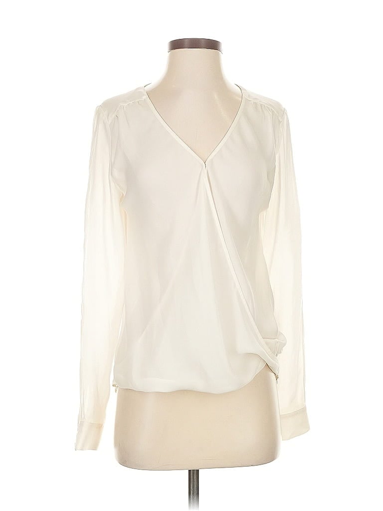 Pre-owned Guess Long Sleeve Blouse In White