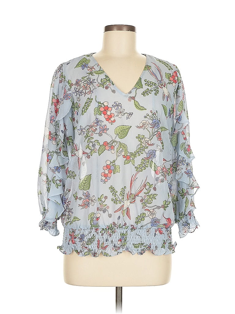Click to view more detailed imagery on our partner's website Pre-owned Nanette Lepore 3/4 Sleeve Blouse In Blue