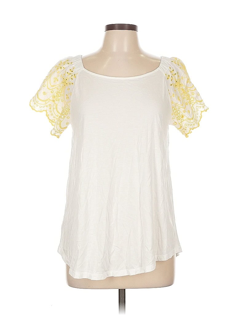 Pre-owned Ann Taylor Loft Short Sleeve T-shirt In White