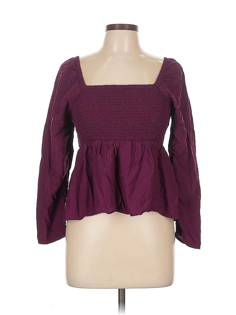 Pre-owned Old Navy Long Sleeve Blouse In Burgundy