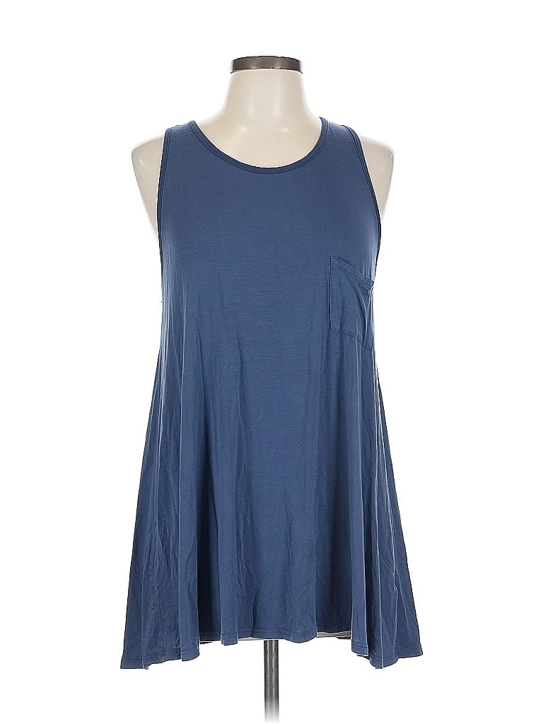 Pre-owned Mts Tank Top Blue Halter Neckline Tops