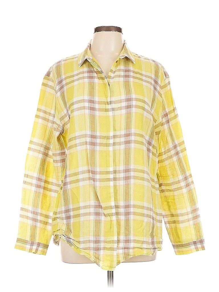 Pre-owned Lafayette 148 Long Sleeve Button Down Shirt In Yellow