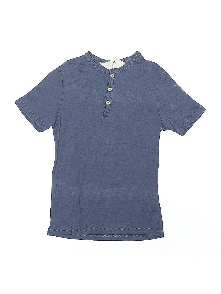 Pre-owned H&m Kids' Short Sleeve Henley Shirt In Blue