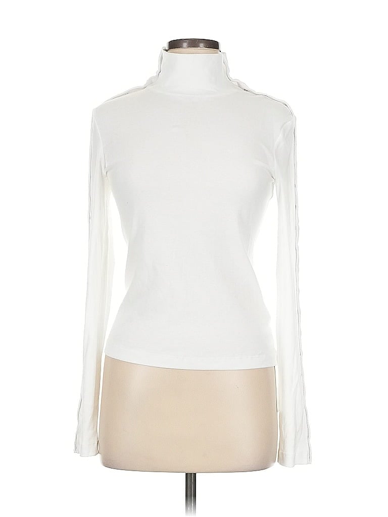 Pre-owned Rosetta Getty Long Sleeve Top Ivory Turtleneck Tops In White