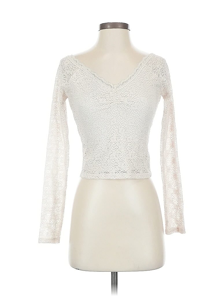 Pre-owned No Boundaries Long Sleeve Top Ivory Sweetheart Neckline Tops In White