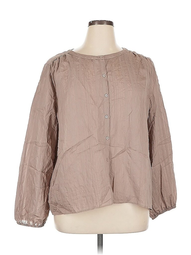 Pre-owned Ann Taylor 3/4 Sleeve Blouse In Brown
