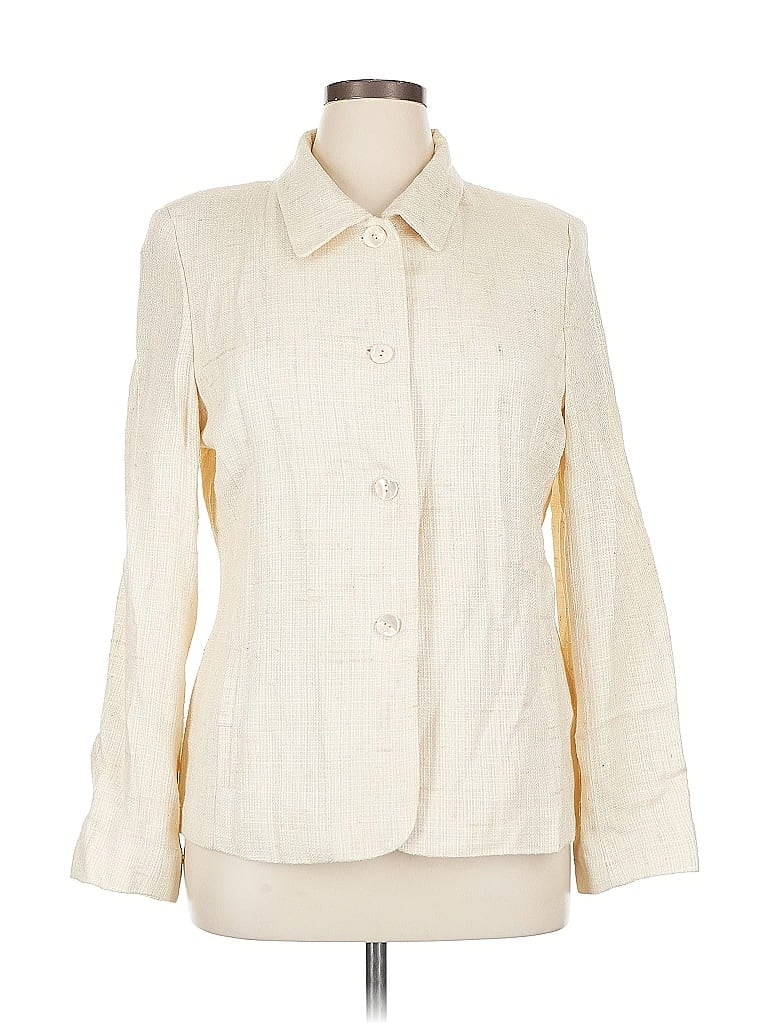 Pre-owned Dana Buchman Blazer Jacket In White