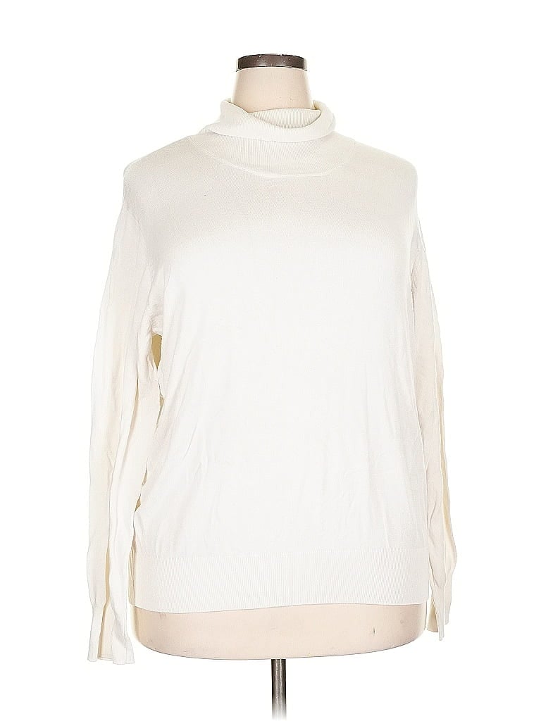 Pre-owned H&m Turtleneck Sweater In White