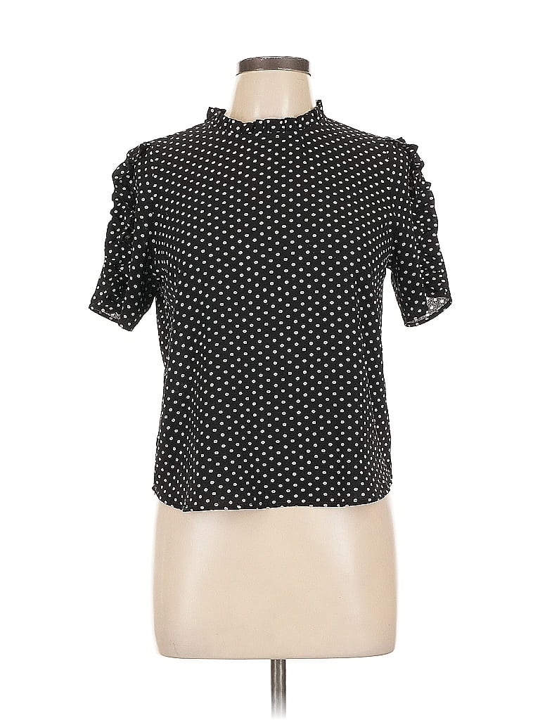 Pre-owned Monteau Short Sleeve Blouse In Black