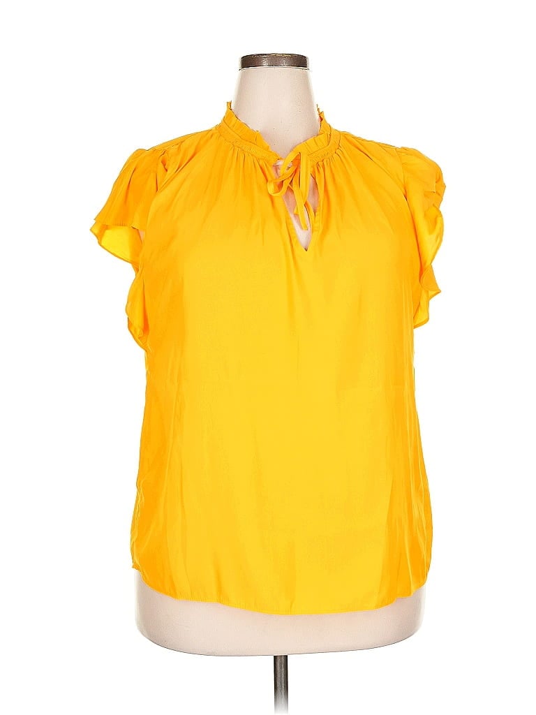 Pre-owned 1.state Short Sleeve Blouse In Yellow