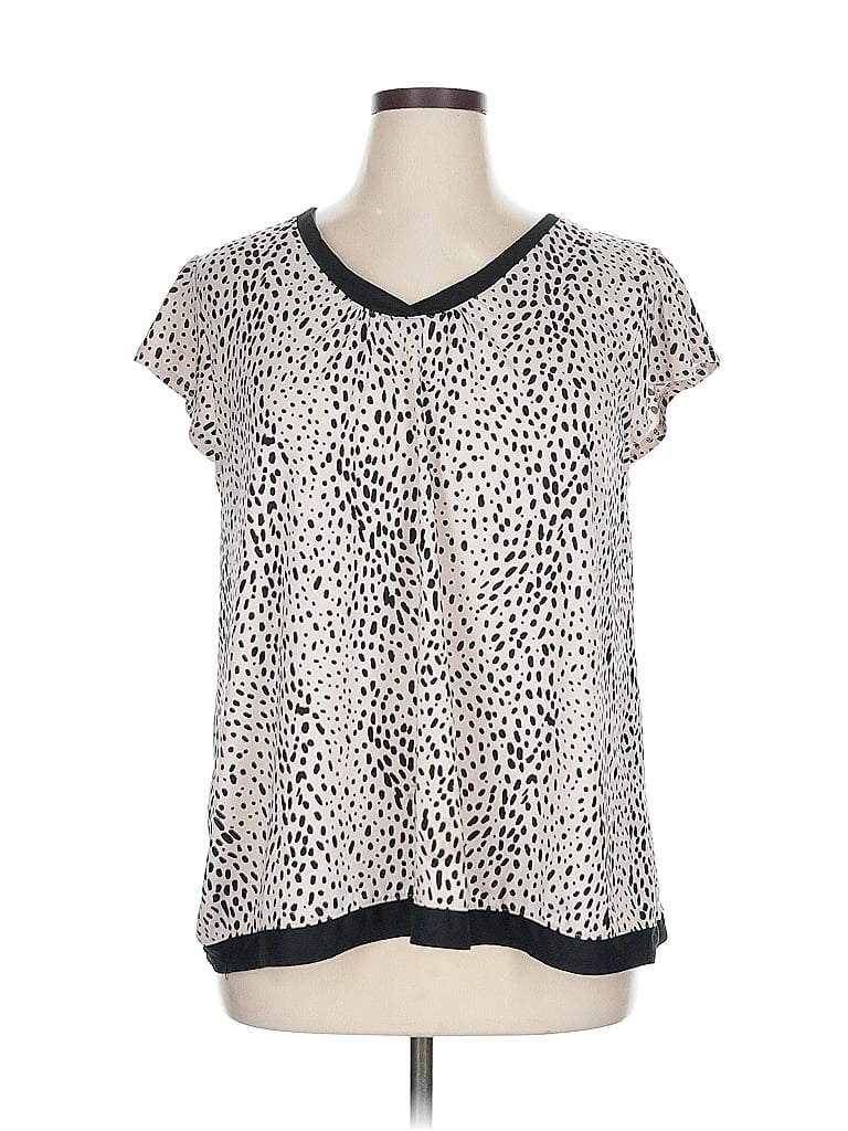 Pre-owned Anne Klein Short Sleeve Blouse In White