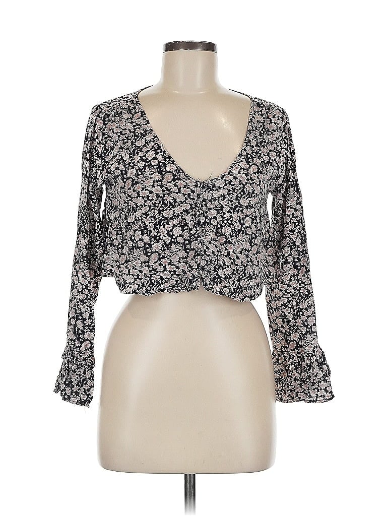 Pre-owned Honey Punch 3/4 Sleeve Blouse In Black