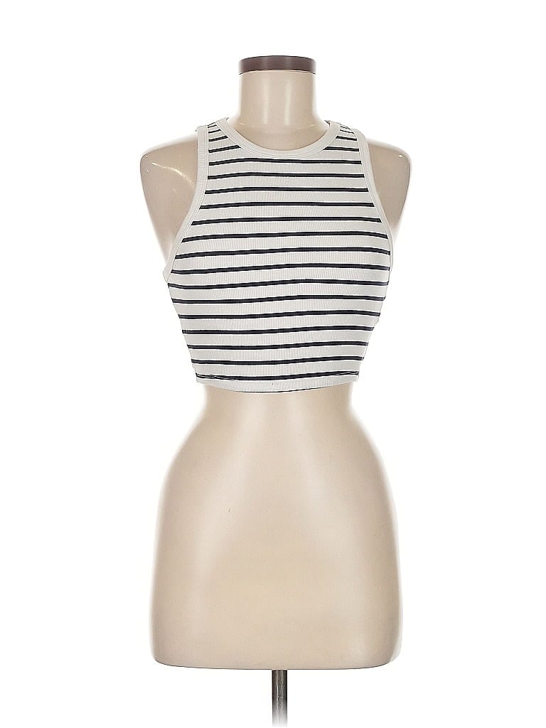 Pre-owned Zara Tank Top Ivory Halter Neckline Tops In White