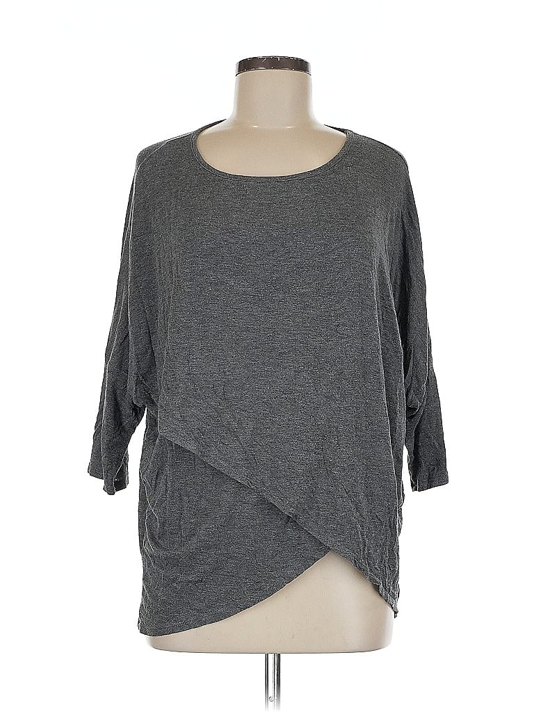 Pre-owned Kim & Cami 3/4 Sleeve T-shirt In Gray