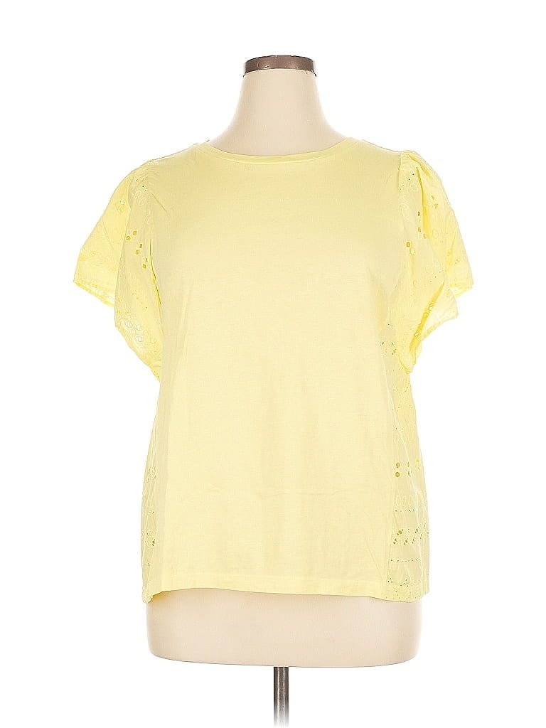 Pre-owned Ann Taylor Loft Short Sleeve Top Yellow Boatneck Tops
