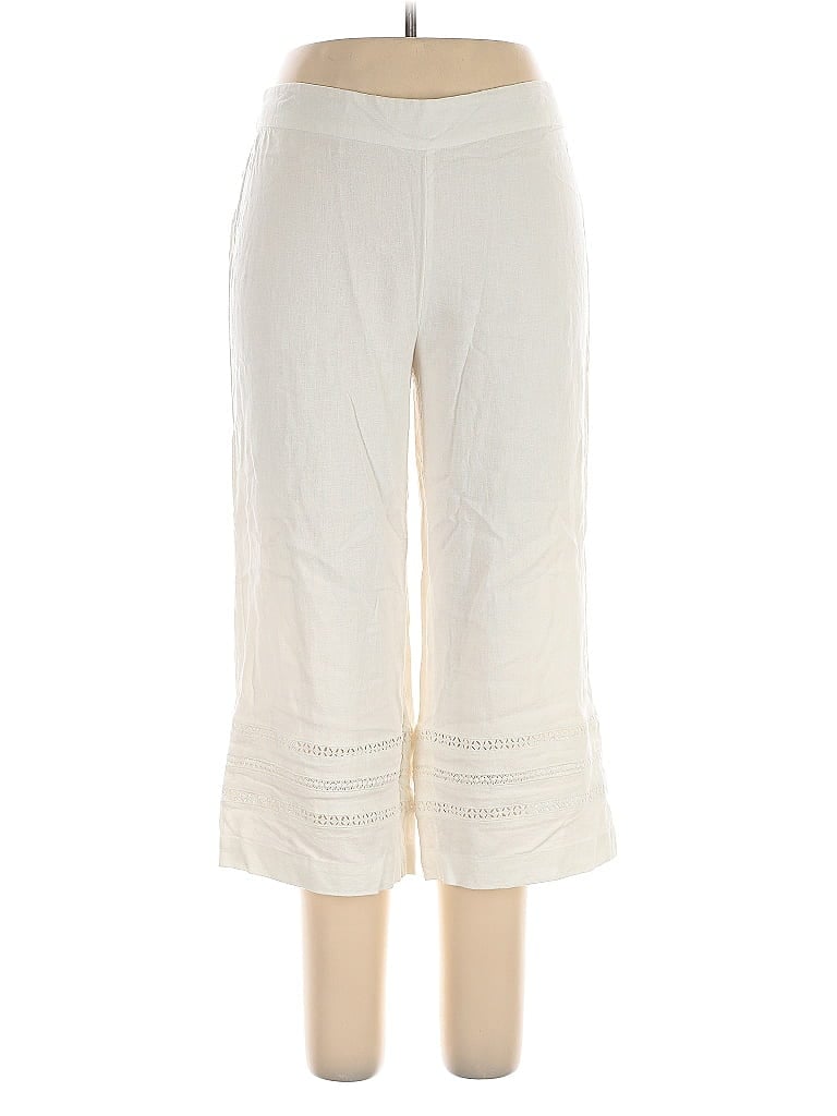 Pre-owned Isaac Mizrahi Live Linen Pants In White