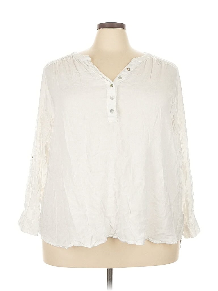 Pre-owned Jane And Delancey 3/4 Sleeve Button Down Shirt In White
