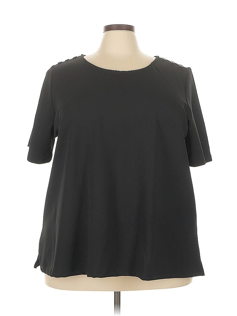 Pre-owned Jessica London Short Sleeve Top Gray Cold Shoulder Neckline Tops