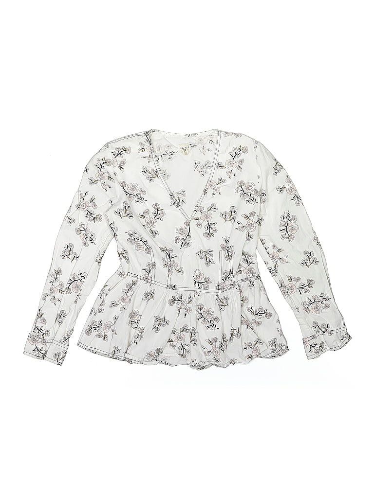 Pre-owned La Vie Rebecca Taylor Long Sleeve Blouse In White