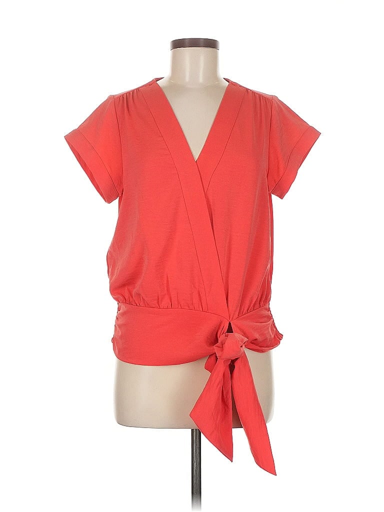 Pre-owned Nine West Short Sleeve Blouse In Red
