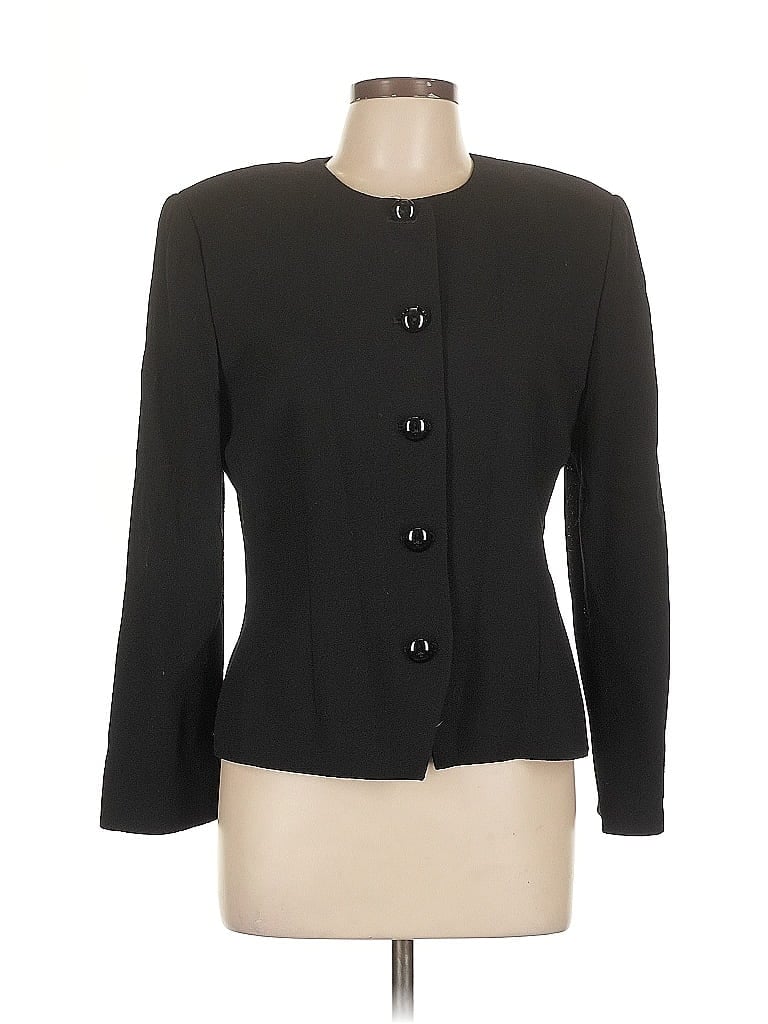 Pre-owned Linda Allard Ellen Tracy Wool Blazer Jacket In Black